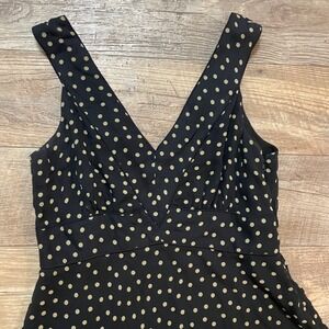 INC International Concepts Black Polka Dot 100% Silk Handkerchief Hem Dress 12